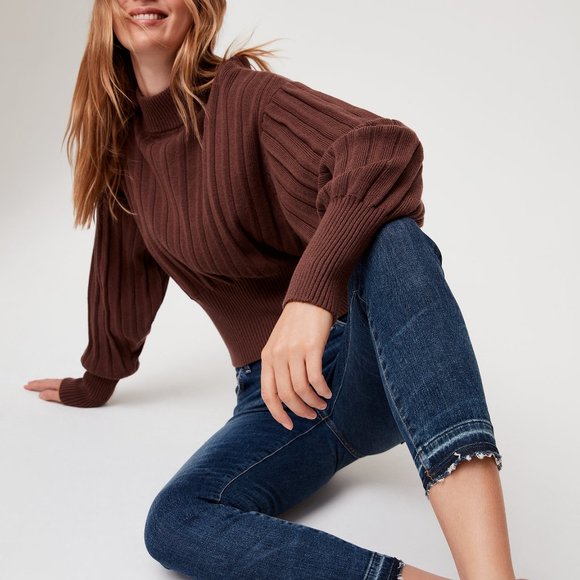 Aritzia Icalma Brown Ribbed Women's Sweater - Picture 2 of 5